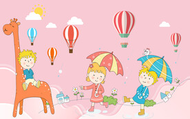 儿童房卡通粉色背景