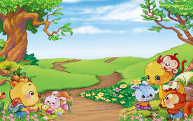 儿童房背景3d卡通动物