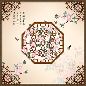 新中式花鸟天顶壁画