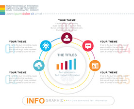 商务PPT五个分项信息图表流程