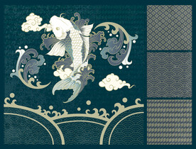 鲢鱼印花图案 中国风装饰画