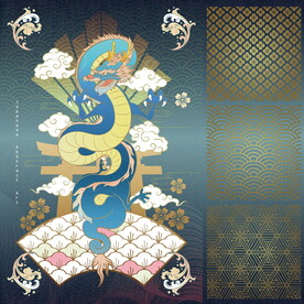 中国龙印花图案 中国风装饰画