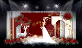 红金色简约婚礼背景