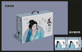 传统糕点包装效果图+平面图