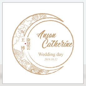 简约新中式圆形婚礼logo
