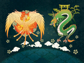 火凤凰 中国龙 国潮风装饰画