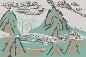 敦煌莫高窟332窟初唐高山流云