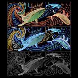 原创矢量AI星空鲸鱼霓虹灯饰画