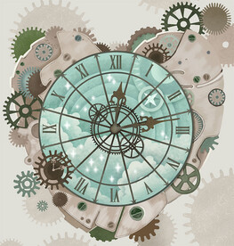 手绘时间钟表齿轮背景