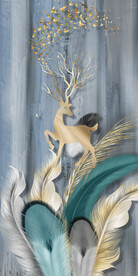 装饰画 羽毛 麋鹿