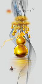 装饰画 抽象线条 葫芦