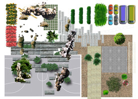 户外设施高清彩平素材PSD