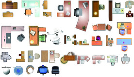 办公桌高清彩平素材PSD