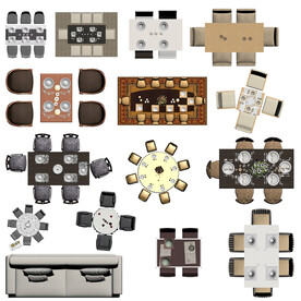 餐桌高清彩平素材PSD