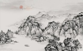 中式水墨山水国画电视背景墙