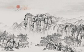 中式水墨山水国画电视背景墙