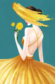 装饰画 美女 裙子