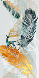 装饰画 羽毛 麋鹿 线条