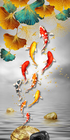 装饰画 鱼 杏叶