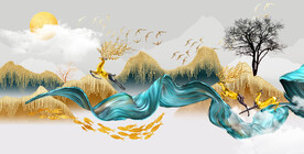 装饰画 晶瓷画 抽象线条