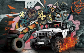 越野车机车背景墙