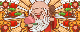 手绘国潮老寿星神仙插画设计