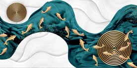 装饰画 晶瓷画 鱼 线条