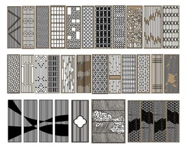 新中式轻奢风隔断屏风SU模型