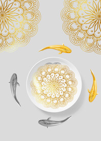 装饰画 晶瓷画 盘子 鲤鱼