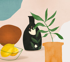 装饰画 晶瓷画 柠檬 盘栽