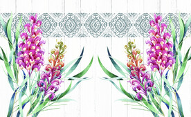 手绘花卉木纹墙纸