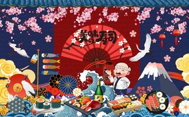 日式料理寿司店背景墙图片
