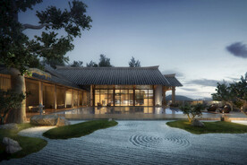 古镇度假酒店温泉会所夜景效果图