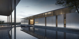 古镇度假酒店入口会所效果图