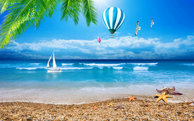 蓝天白云沙滩大海