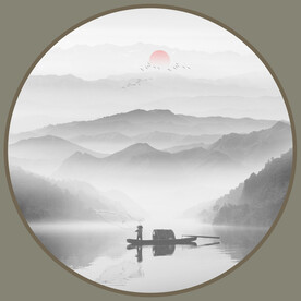 圆形水墨画