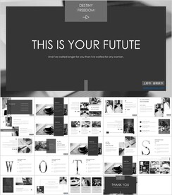 黑色简约商务杂志风总结汇报模板