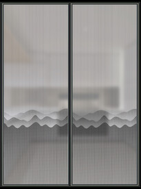 高清分层透明底山水彩釉打印图