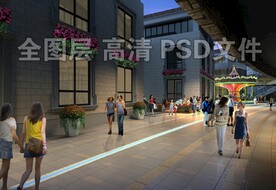 城市商业街夜景