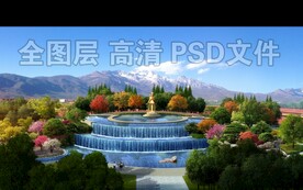 阶梯流水池景观