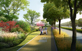 道路步行绿道效果图