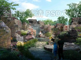 假山石桥石窟石林景观