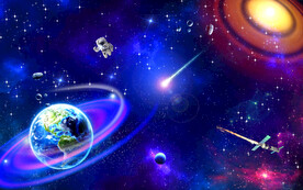 科幻太空宇航员背景墙