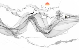 水墨线条石纹背景墙