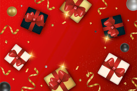 礼品盒主题红色背景