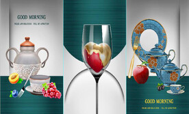 花瓶水果餐具餐厅装饰画