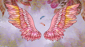 北欧粉红翅膀背景墙