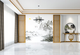 新中式客厅沙发背景墙