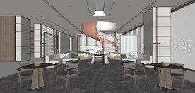 现代售楼处接待区SU模型 