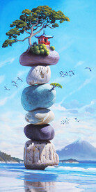 装饰画 抽象画 石头